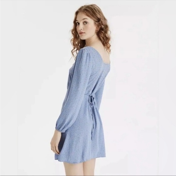 American Eagle Blue Floral Print Mini Dress with Long Sleeves Size Small - Picture 2 of 7